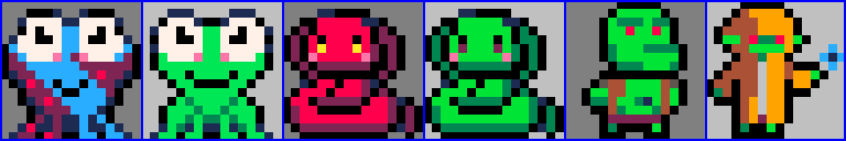 pixel art character cast